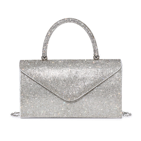 Gilded V-Flap Crystal Clutch