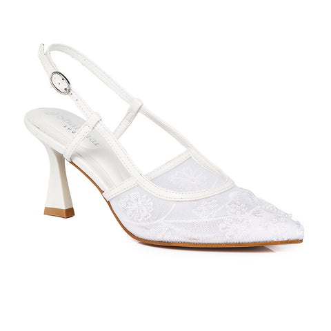 Celestia Pearl Lace Slingback Heels