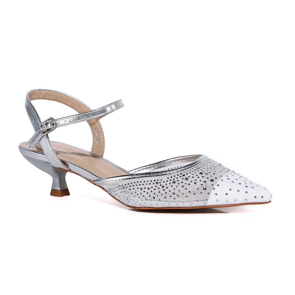 Noir Elegance Crystal Mesh Heels