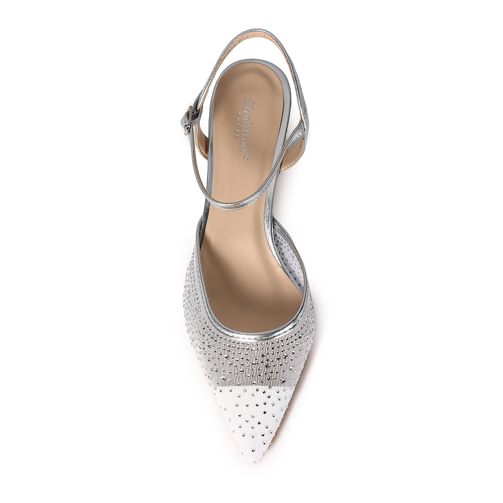 Noir Elegance Crystal Mesh Heels