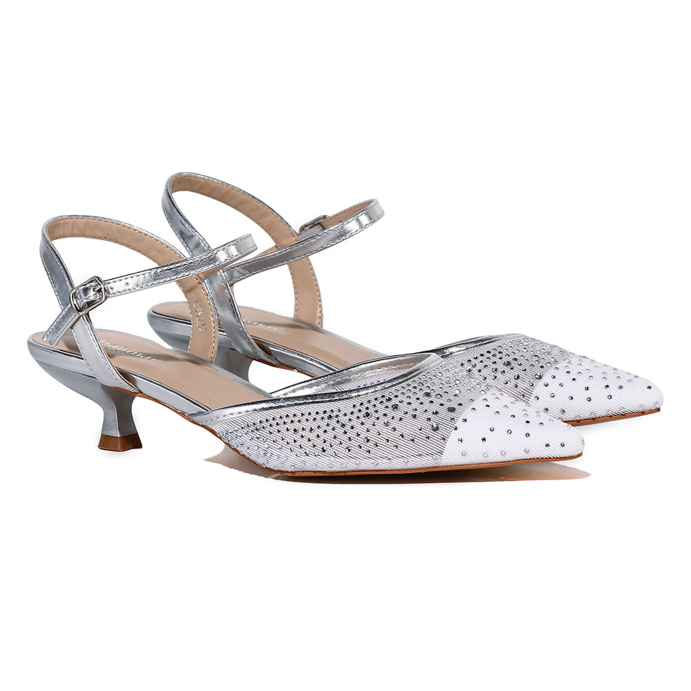 Noir Elegance Crystal Mesh Heels