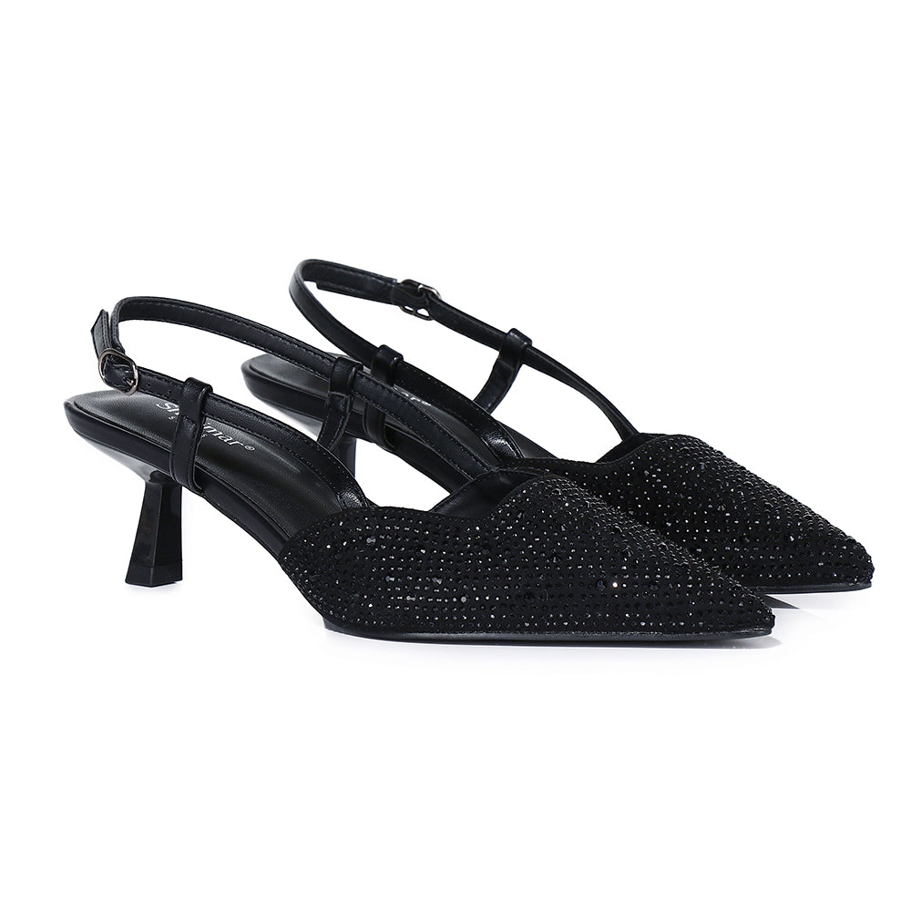Midnight Glam Crystal Slingback Heels