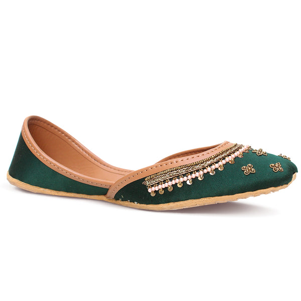 Verdelle Emerald Pearl Embellished Khussa