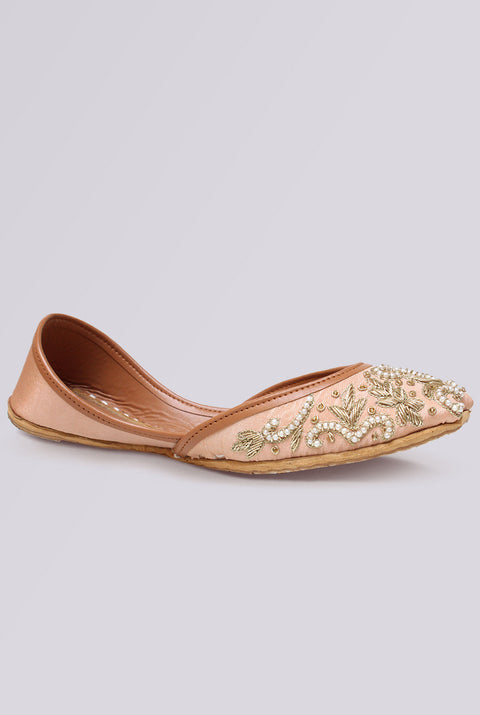 Roselle Blush Pearl Embroidered Khussa