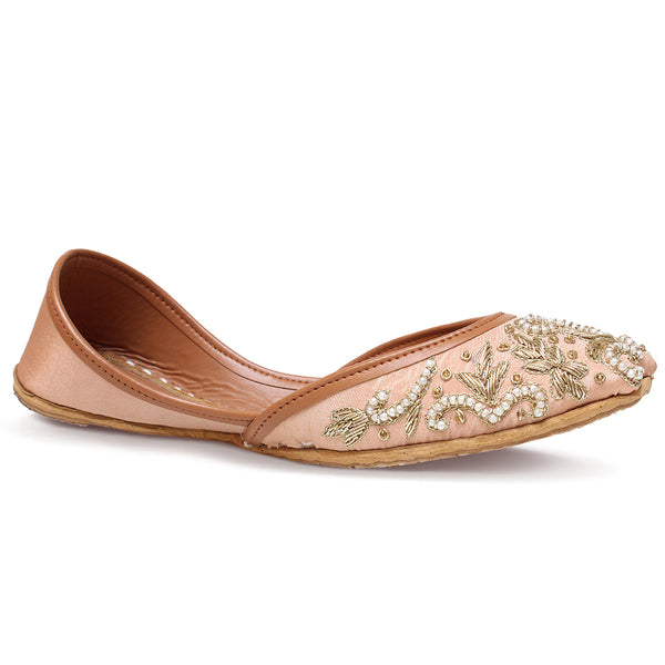 Roselle Blush Pearl Embroidered Khussa