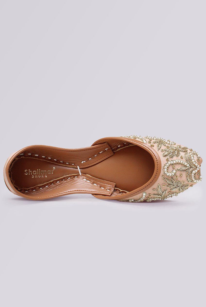 Roselle Blush Pearl Embroidered Khussa