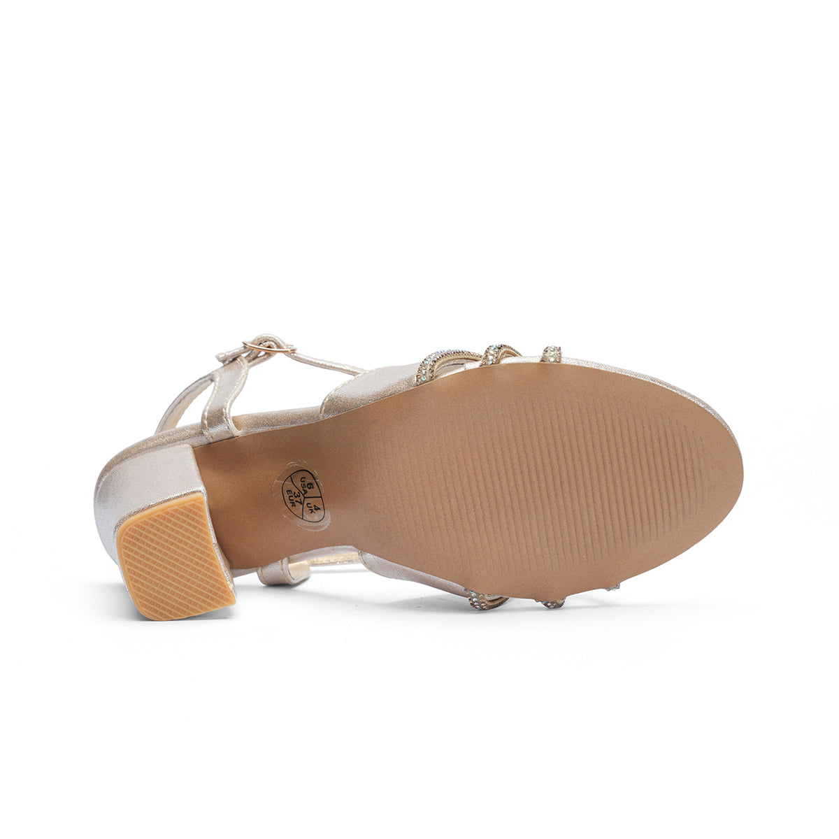 Womens Shimmery Party Wear Block Heel Sandals