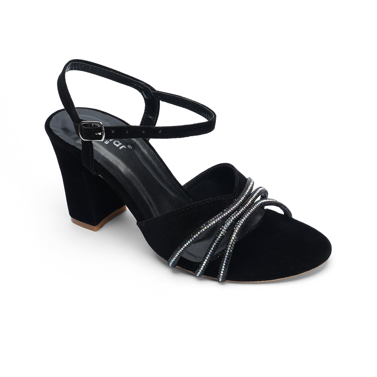 Womens Shimmery Party Wear Block Heel Sandals