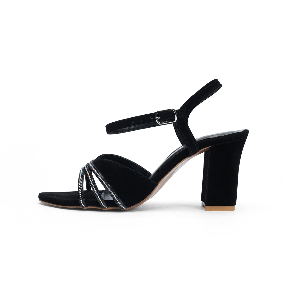 Womens Shimmery Party Wear Block Heel Sandals