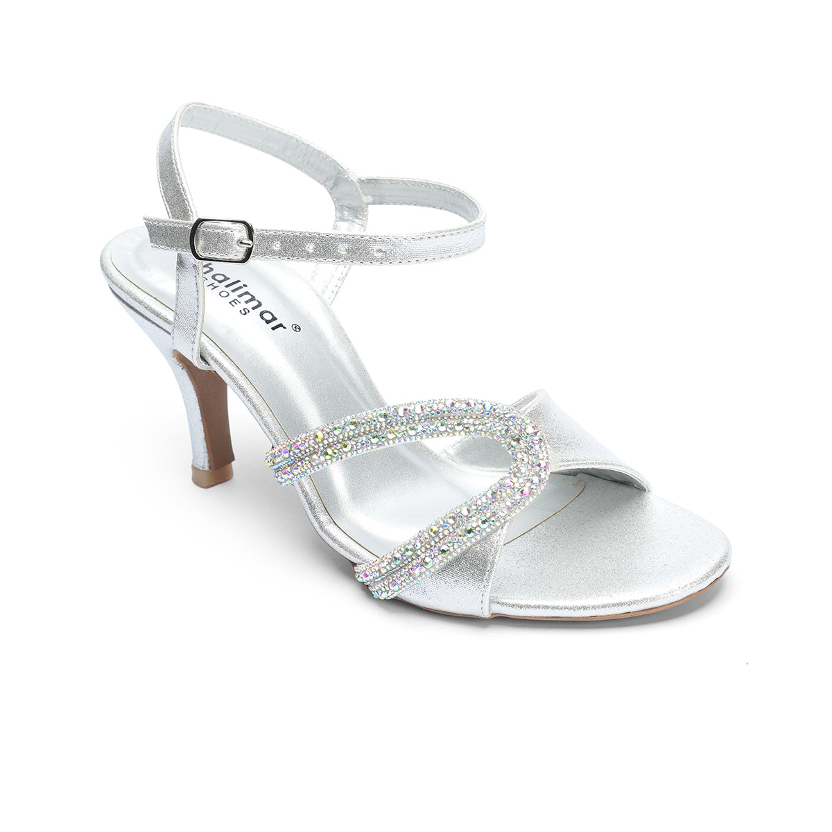 Women Crystals Side Designed Stiletto Sandals