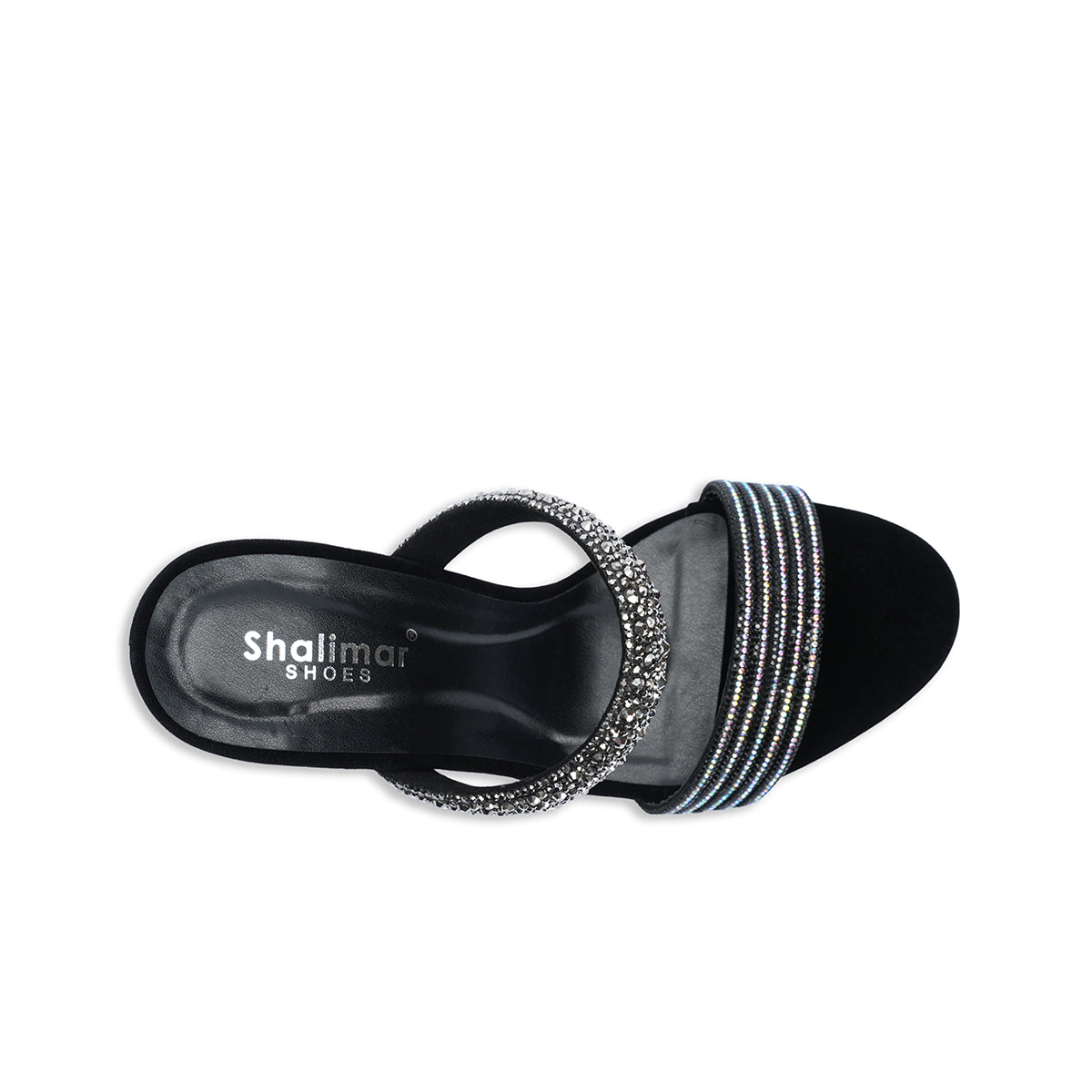 Womens Dual Strap Diamante Slipons Sandals