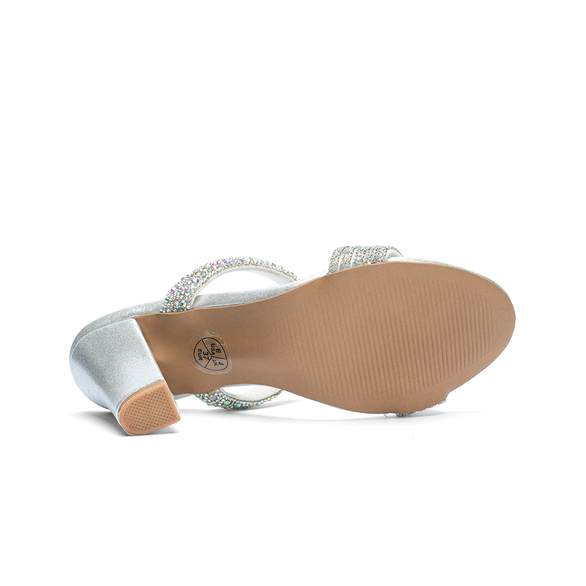Womens Dual Strap Diamante Slipons Sandals