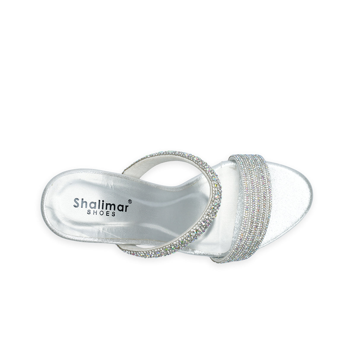 Womens Dual Strap Diamante Slipons Sandals