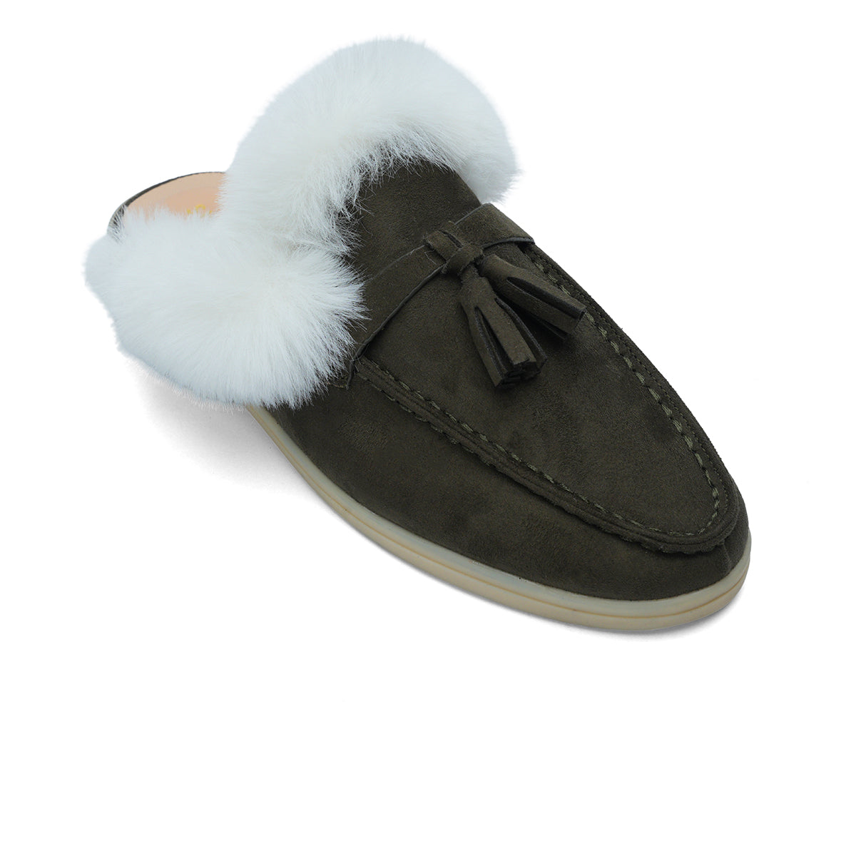 Womens Plush Slip-ons Backless Moccasin
