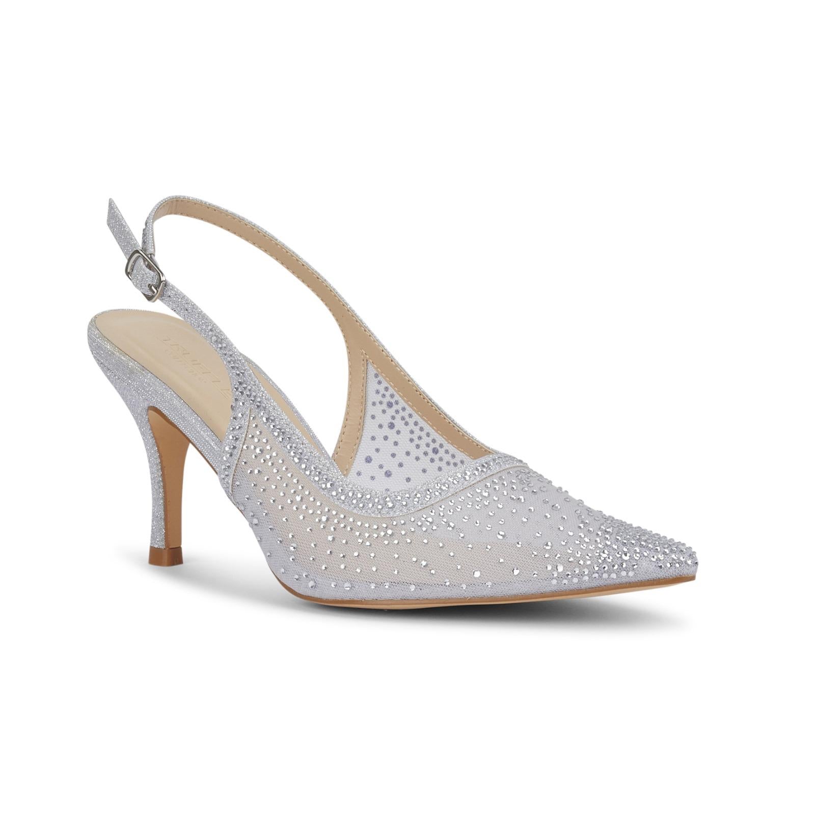 Women's Fancy Pointed Toe Net Design Christmas, Party Evening Slingback Sandals 3-8 UK sizes