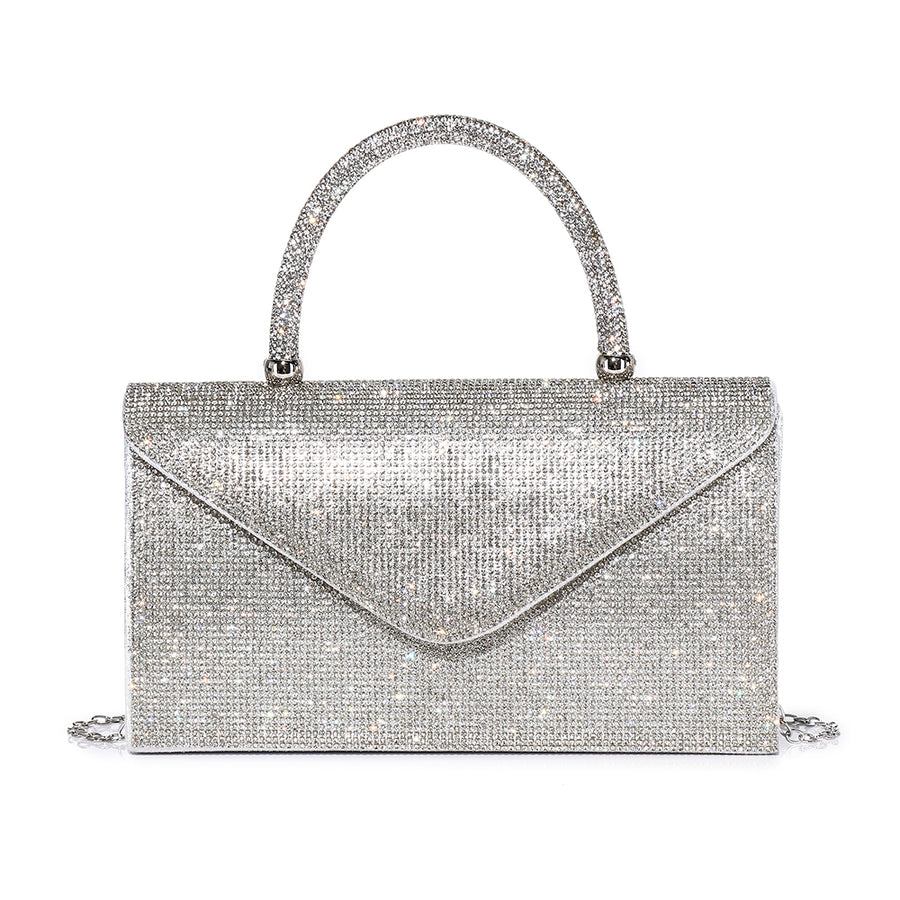 Gilded V-Flap Crystal Clutch