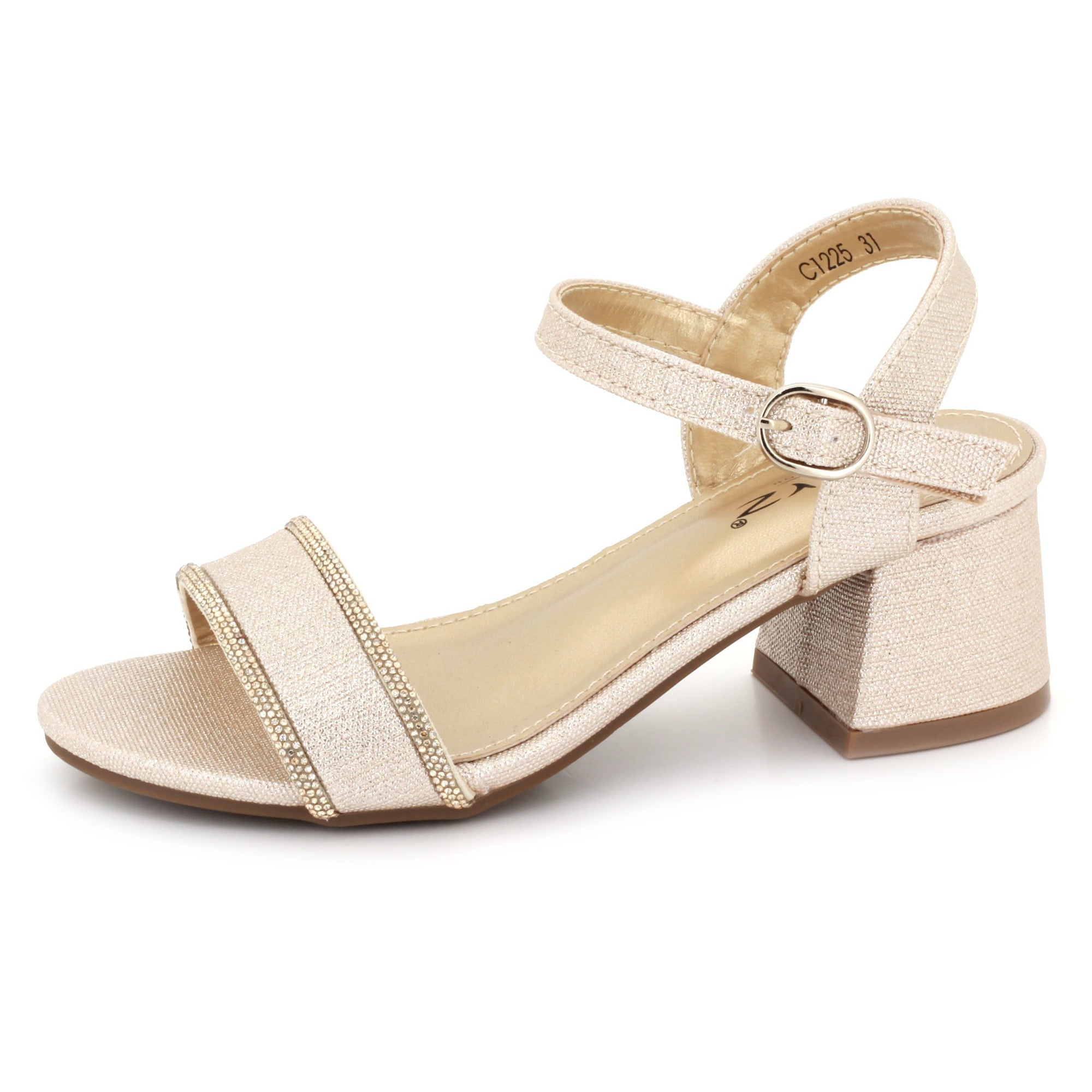 Rees Girls Diamante Trim Ankle Sandals