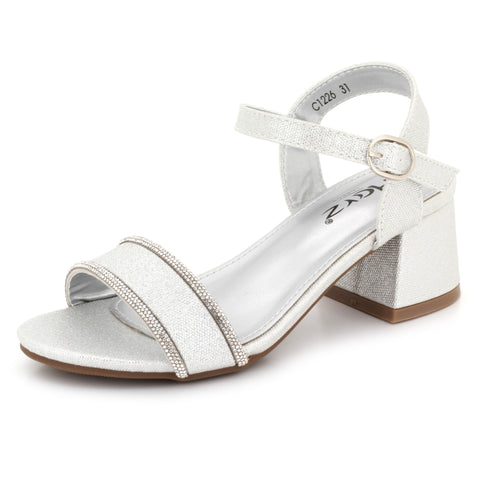 Rees Girls Diamante Trim Ankle Sandals