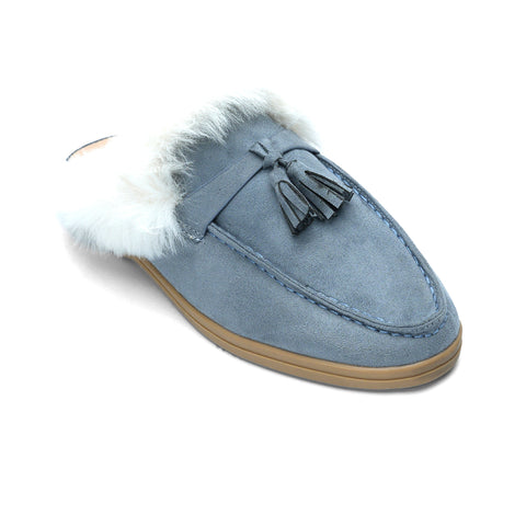 Womens Plush Backless Comfy Moccasins