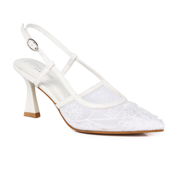 Celestia Pearl Lace Slingback Heels