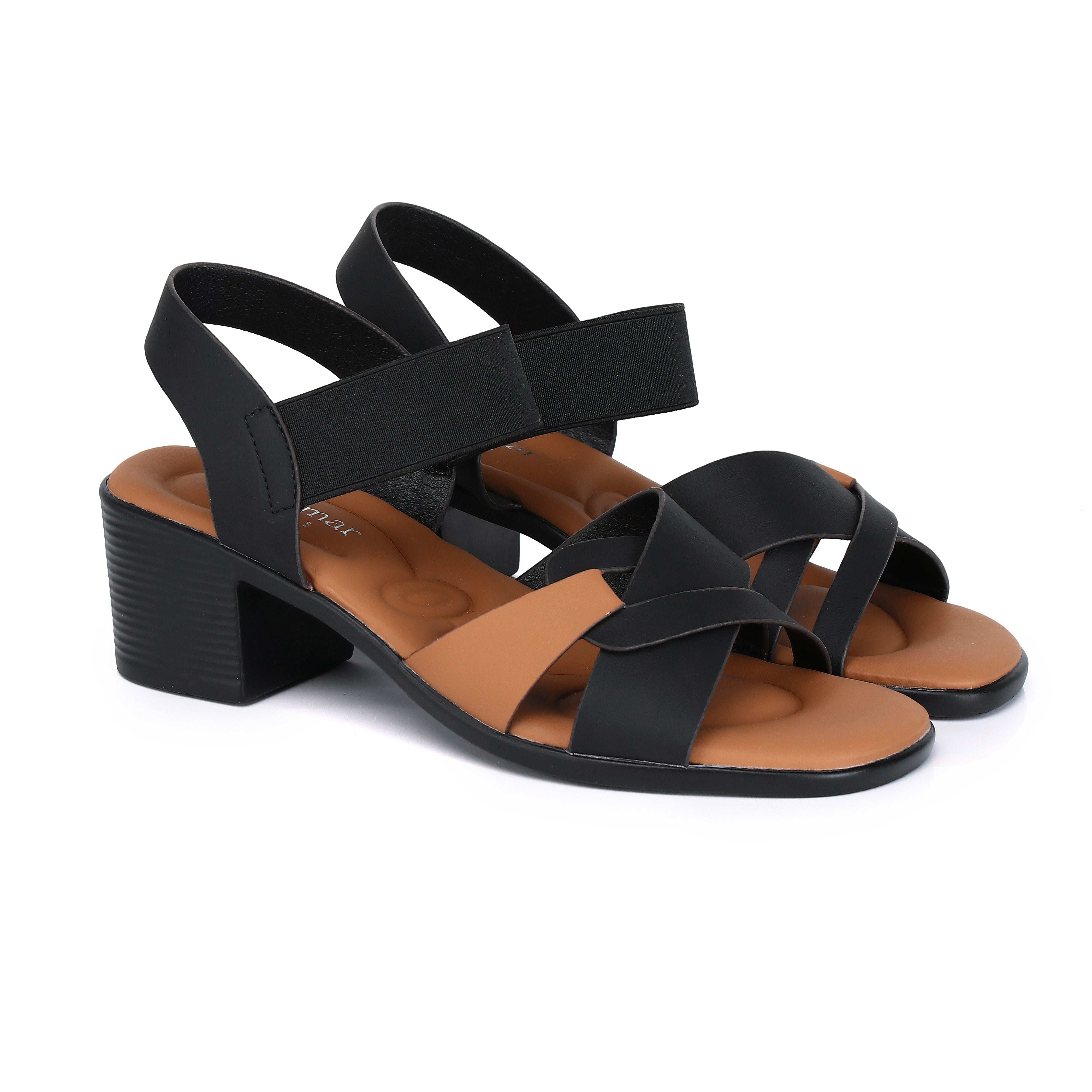 Luna Cross Block Heel Sandals