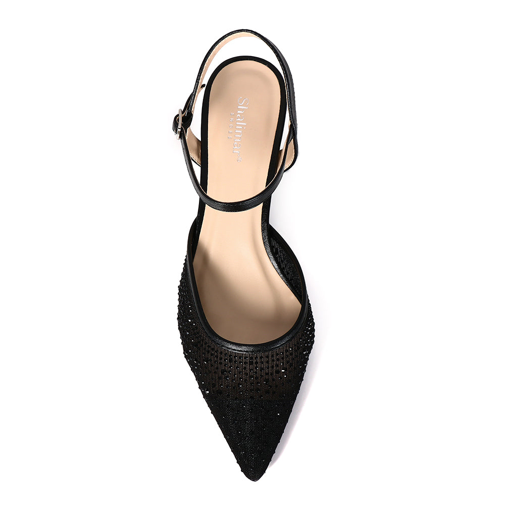 Noir Elegance Crystal Mesh Heels