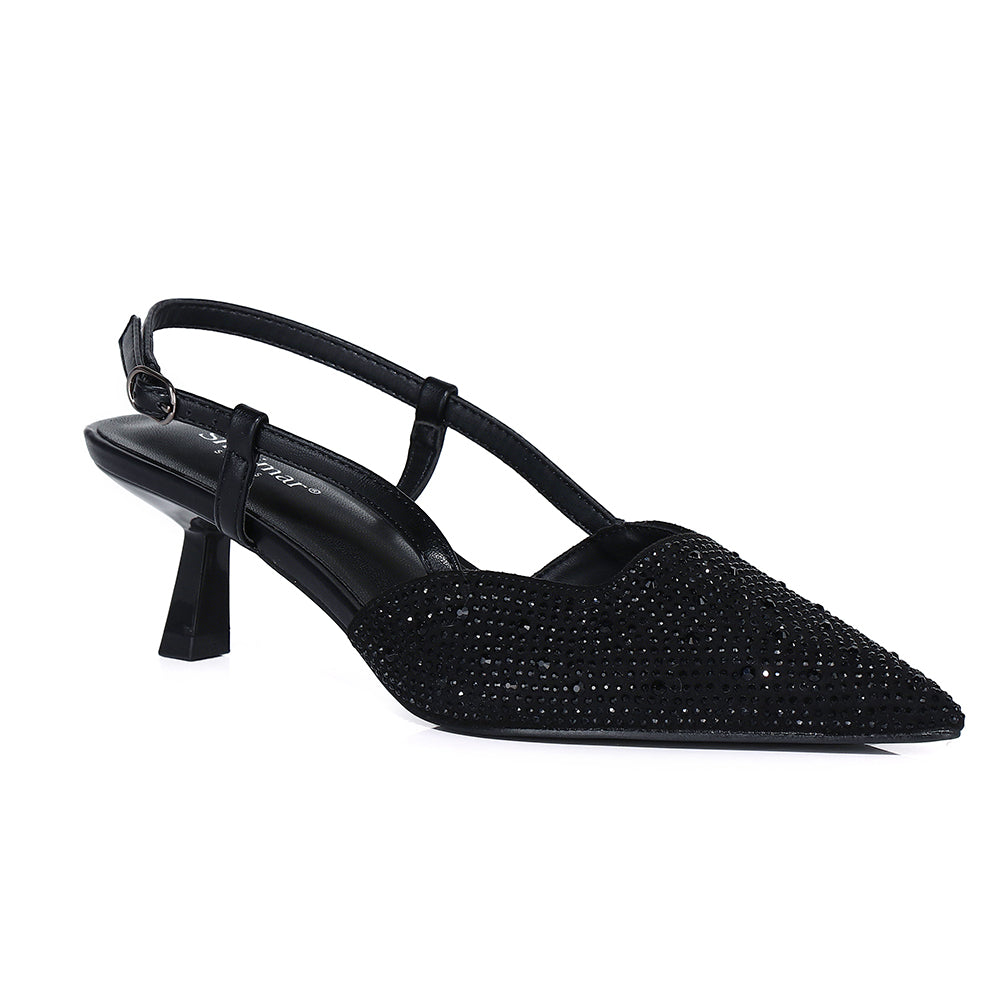 Midnight Glam Crystal Slingback Heels