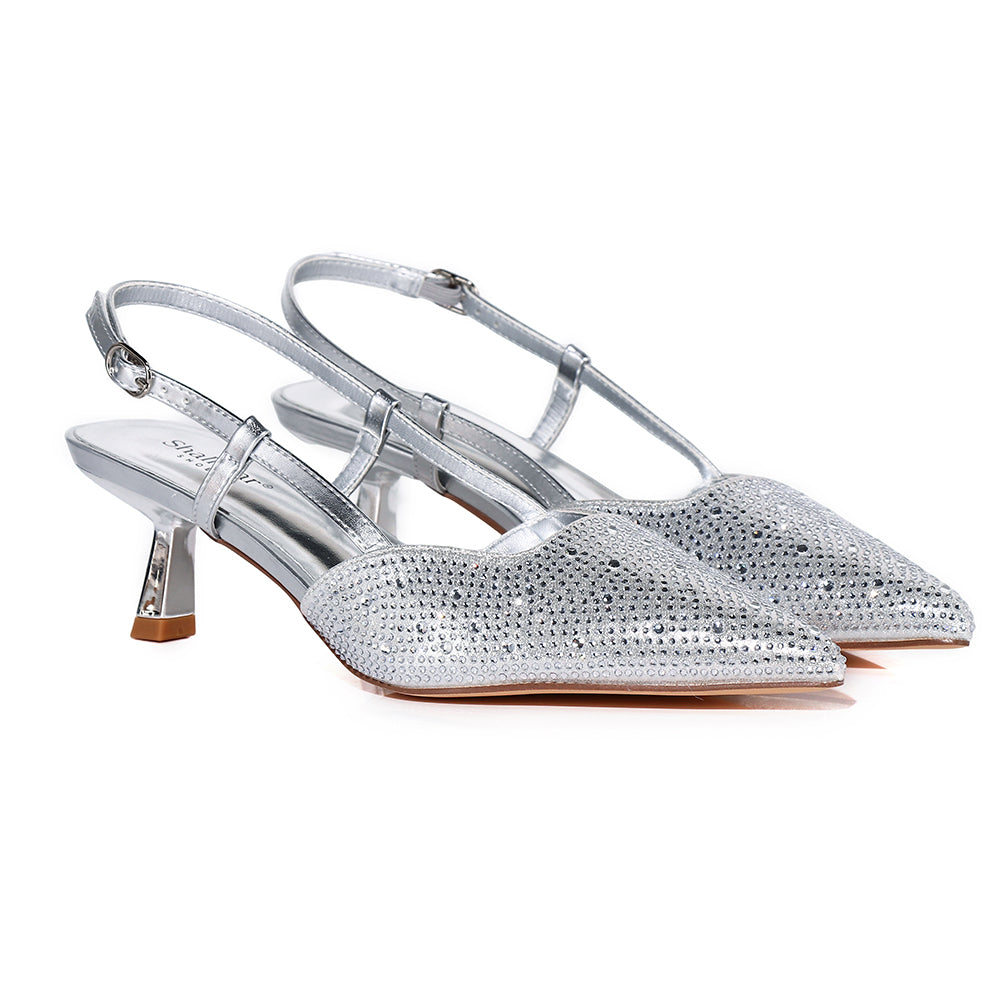 Midnight Glam Crystal Slingback Heels