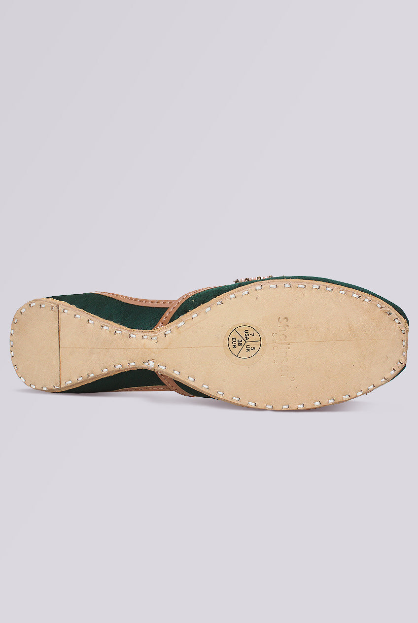 Verdelle Emerald Pearl Embellished Khussa