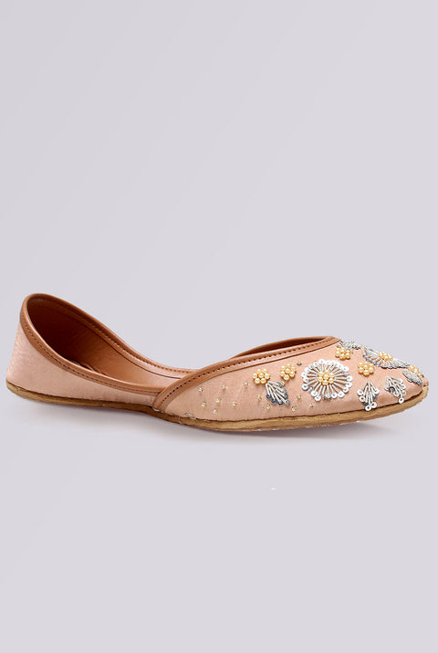 Roselle Fawn Floral Khussa